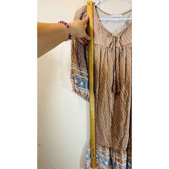 Calista Puff Sleeve Bohemian Dress with Pockets Women's Large - Picture 7 of 10